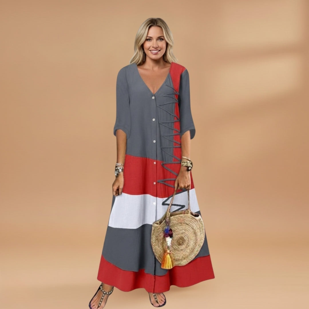 Margarida | Vestido Midi Camiseiro Mulher Faixas Laterais