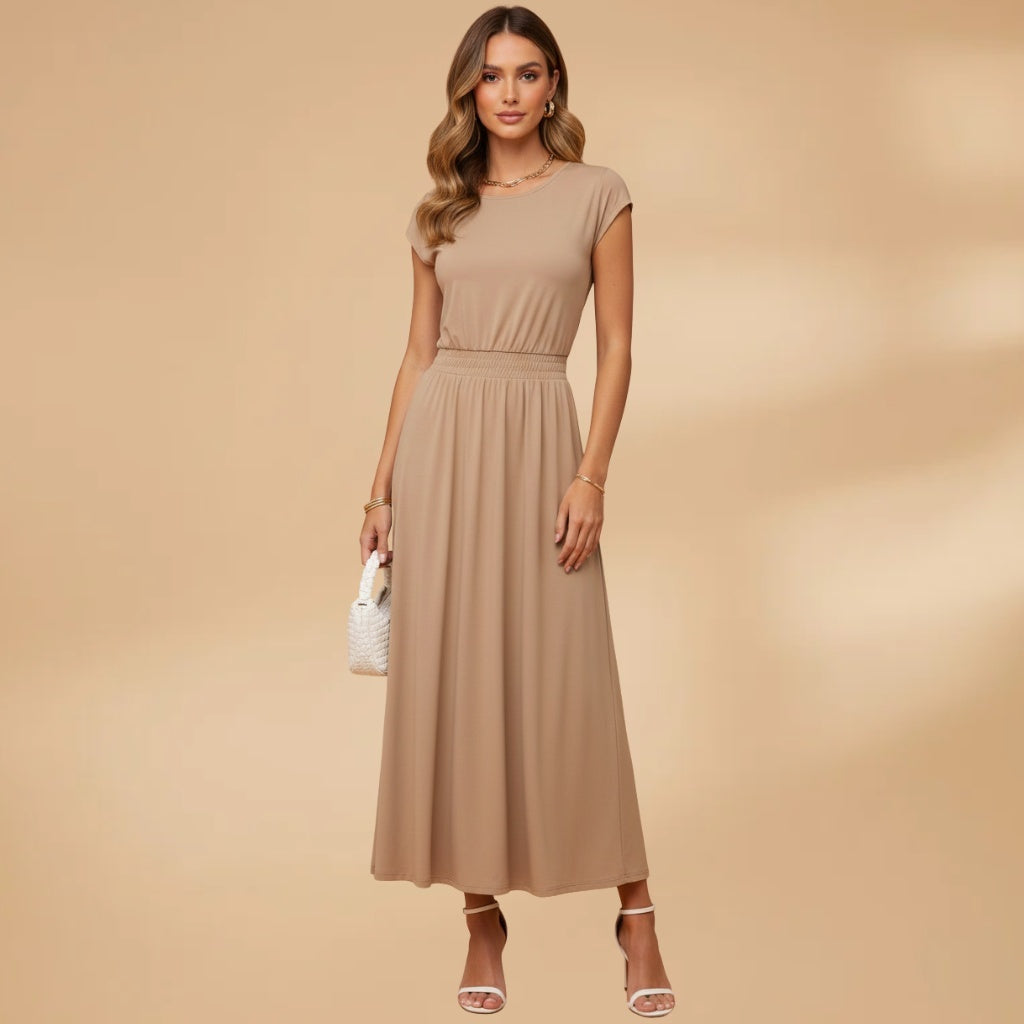 Mariana | Vestido Midi Cintura Alta Mulher Saia Fluida