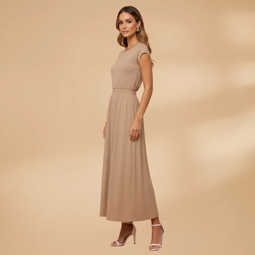 Mariana | Vestido Midi Cintura Alta Mulher Saia Fluida