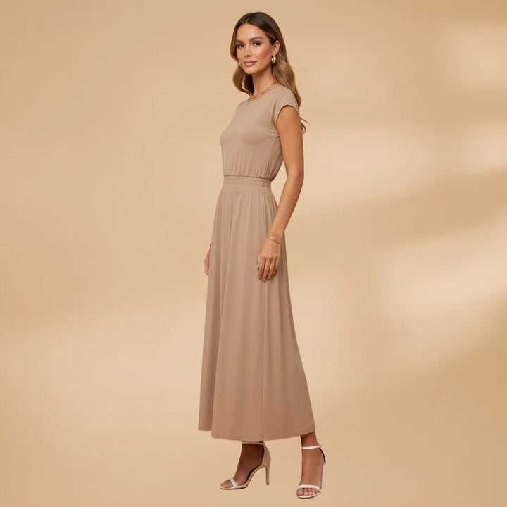 Mariana | Vestido Midi Cintura Alta Mulher Saia Fluida