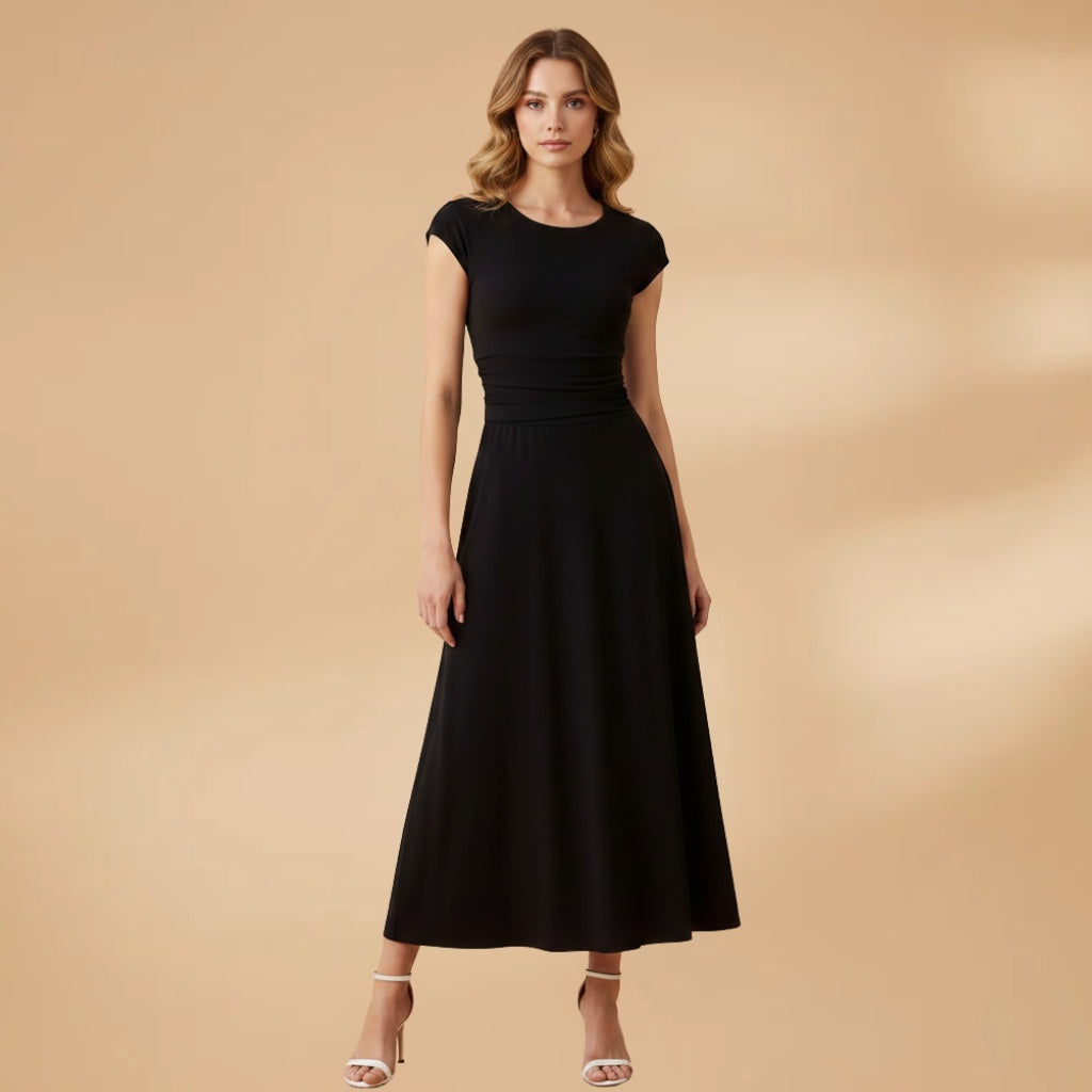 Mariana | Vestido Midi Cintura Alta Mulher Saia Fluida