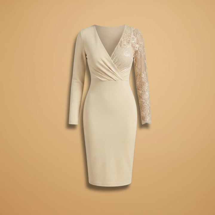 Vera | Vestido Midi com Renda Mulher Manga Comprida