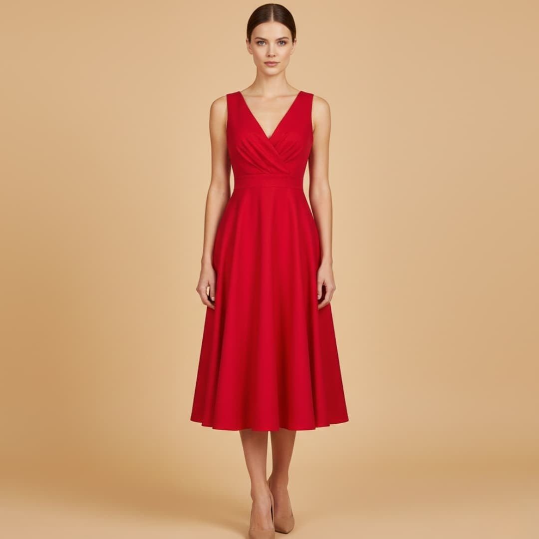 Mónica | Vestido Midi de Festa Mulher Decote V
