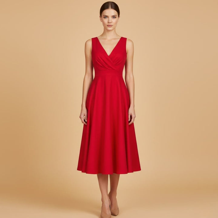 Mónica | Vestido Midi de Festa Mulher Decote V