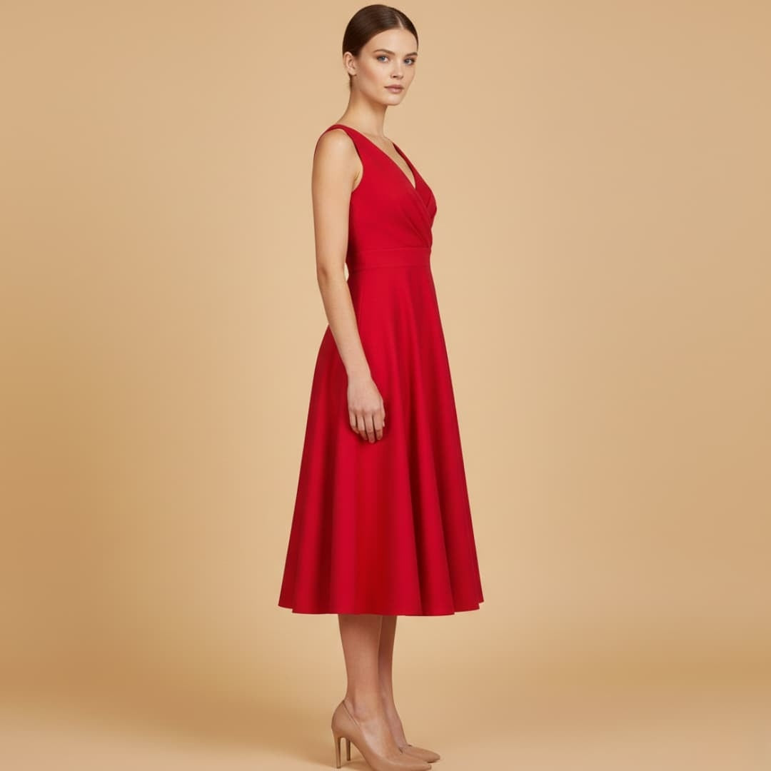 Mónica | Vestido Midi de Festa Mulher Decote V
