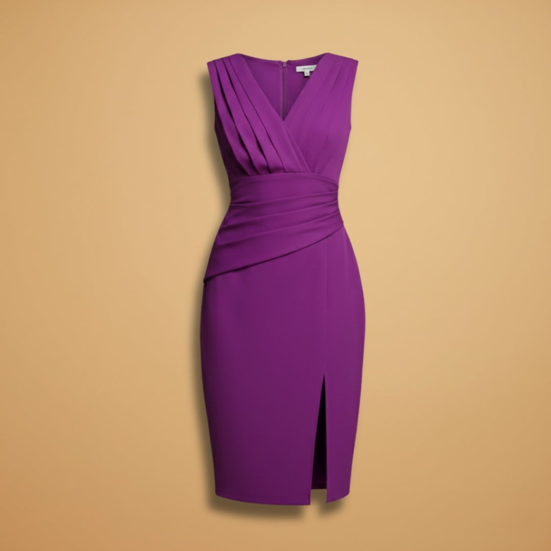 Cristina | Vestido Midi de Festa Mulher Decote V Fenda