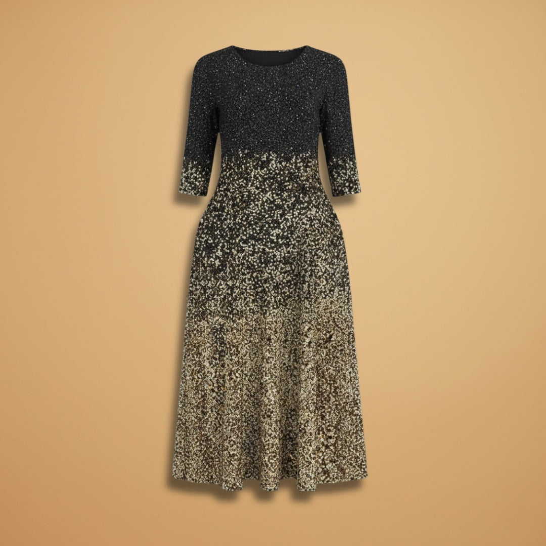 Violeta | Vestido Midi de Festa Mulher Manga 3/4 Estampado