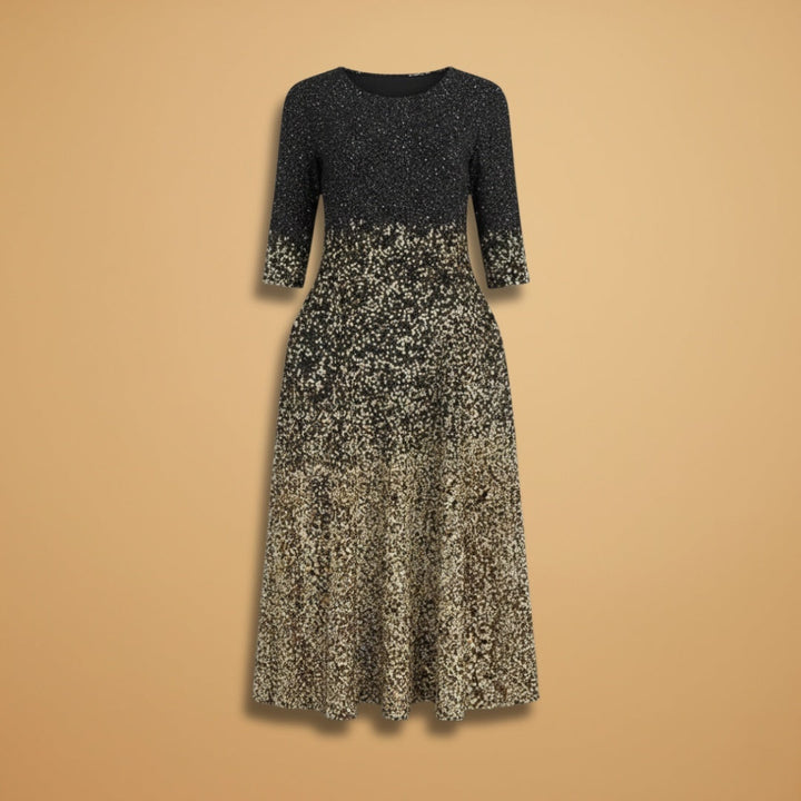 Violeta | Vestido Midi de Festa Mulher Manga 3/4 Estampado