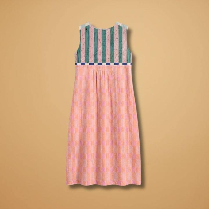 Ana | Vestido Midi de Linho Estampado Mulher Sem Mangas
