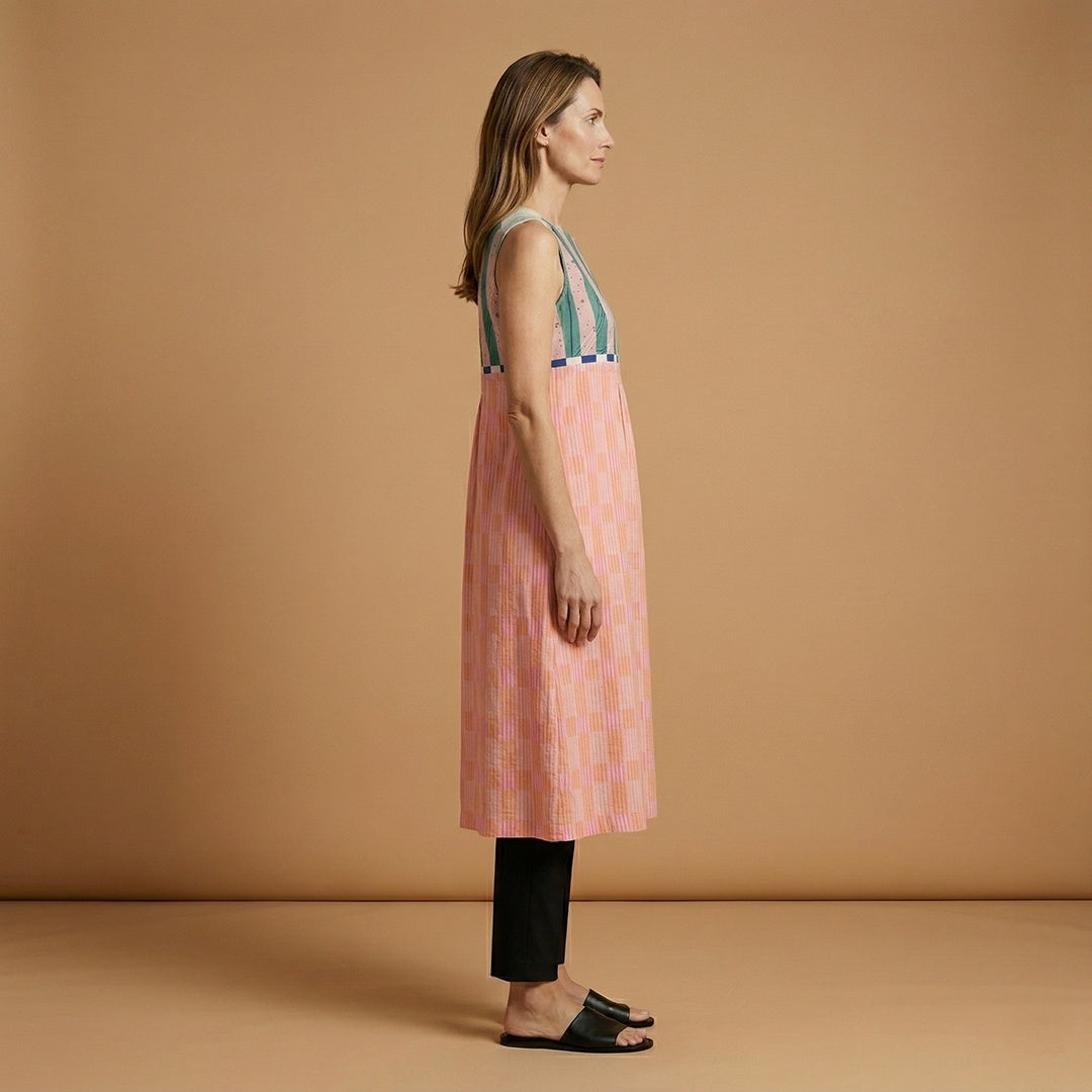 Ana | Vestido Midi de Linho Estampado Mulher Sem Mangas