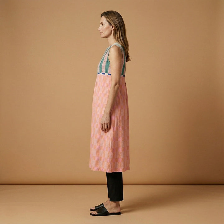 Ana | Vestido Midi de Linho Estampado Mulher Sem Mangas