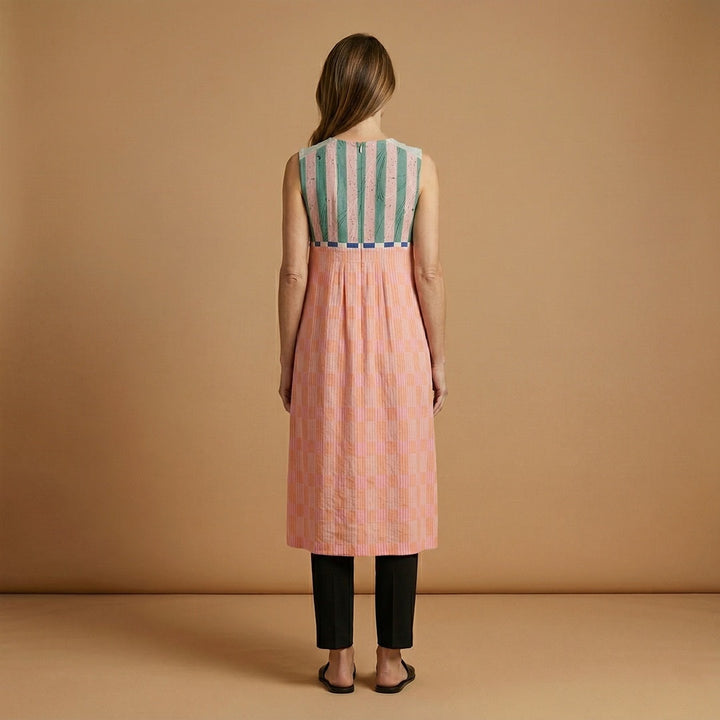 Ana | Vestido Midi de Linho Estampado Mulher Sem Mangas
