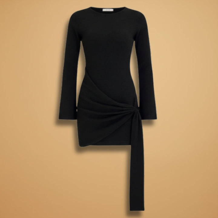 Joana | Vestido Midi de Malha Mulher Manga Longa Nó
