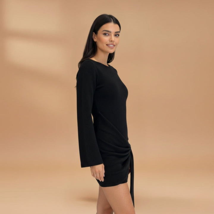 Joana | Vestido Midi de Malha Mulher Manga Longa Nó