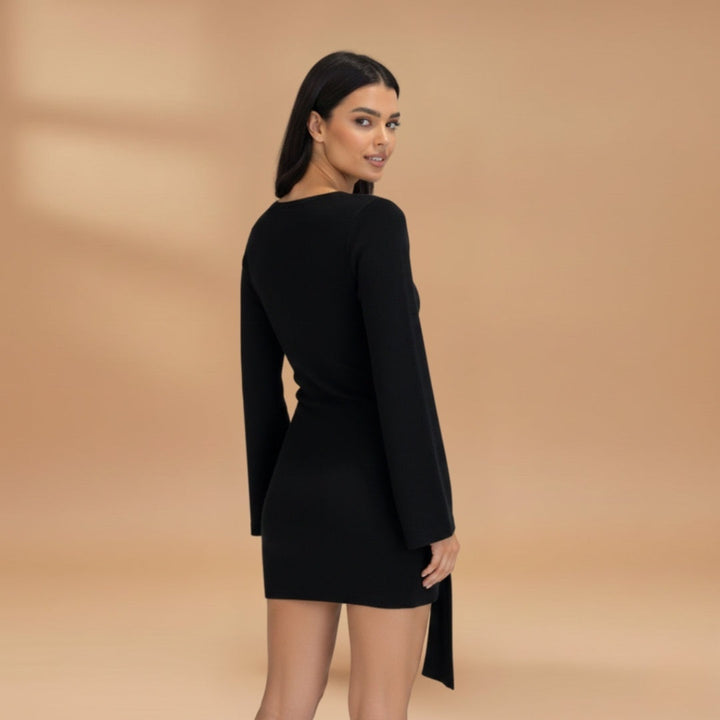 Joana | Vestido Midi de Malha Mulher Manga Longa Nó
