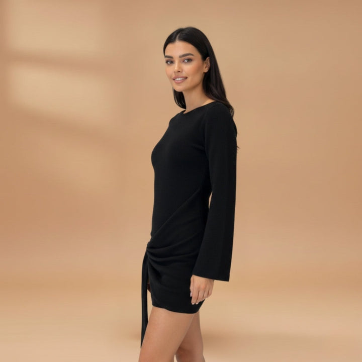 Joana | Vestido Midi de Malha Mulher Manga Longa Nó