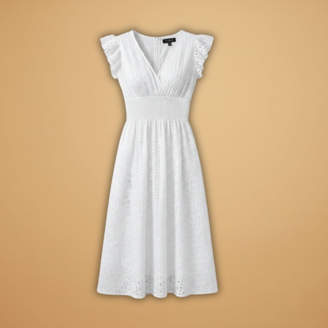 Alice | Vestido Midi de Verão Decote V Mulher Renda