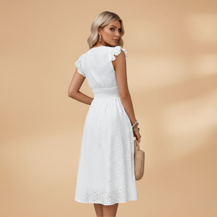 Alice | Vestido Midi de Verão Decote V Mulher Renda