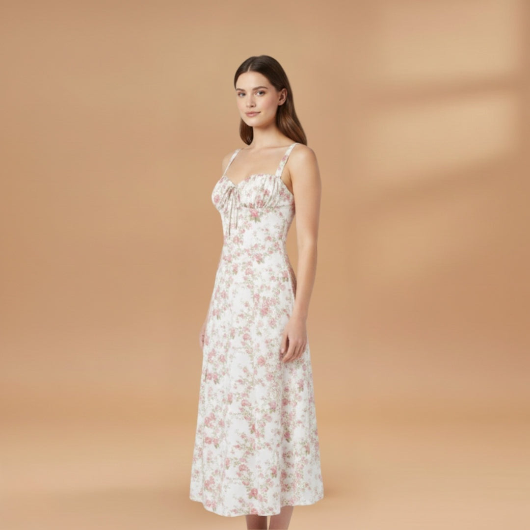 Rita | Vestido Midi de Verão Estampado Mulher Alças
