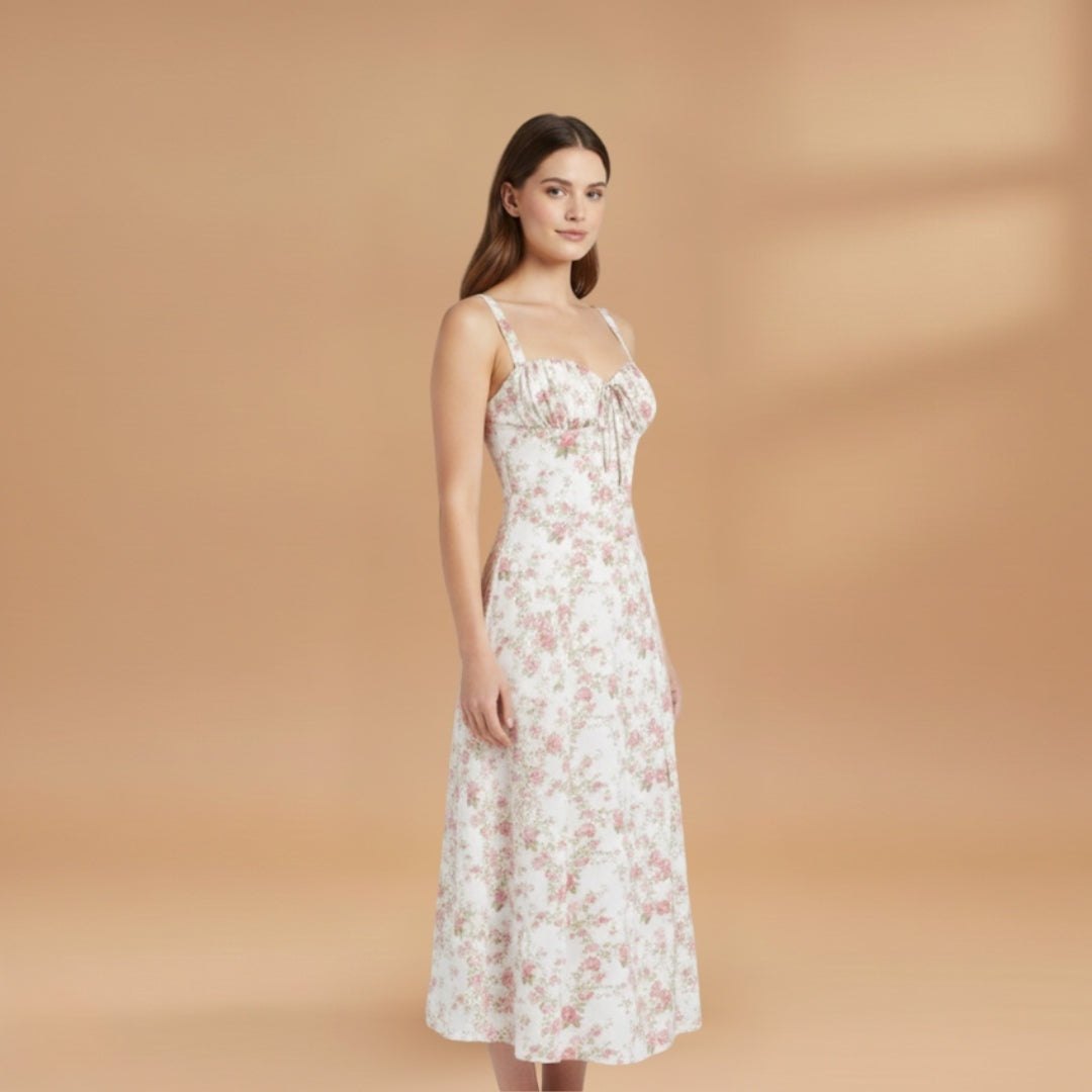 Rita | Vestido Midi de Verão Estampado Mulher Alças