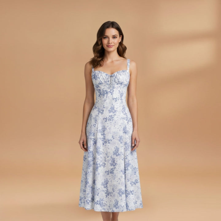 Rita | Vestido Midi de Verão Estampado Mulher Alças