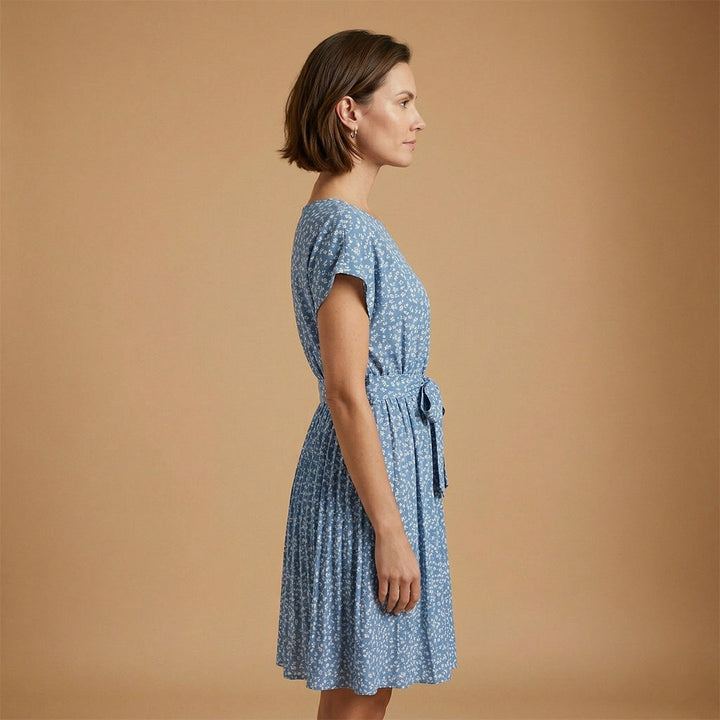 Laura | Vestido Midi de Verão Estampado Mulher Cinto