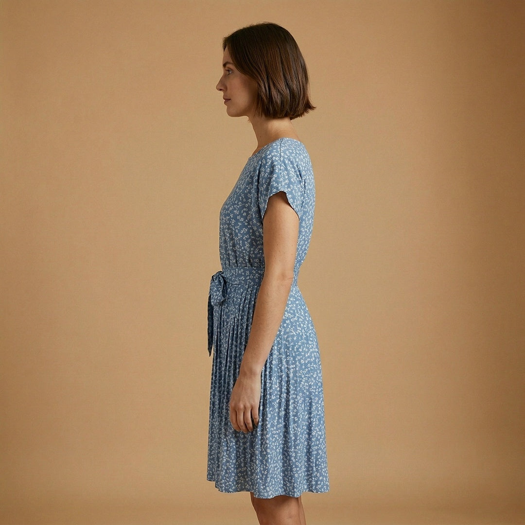 Laura | Vestido Midi de Verão Estampado Mulher Cinto
