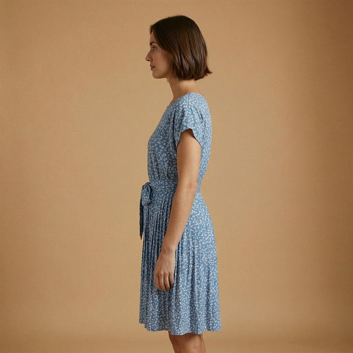 Laura | Vestido Midi de Verão Estampado Mulher Cinto