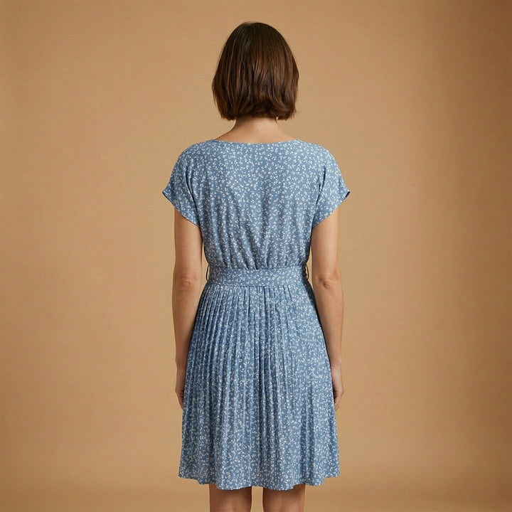 Laura | Vestido Midi de Verão Estampado Mulher Cinto