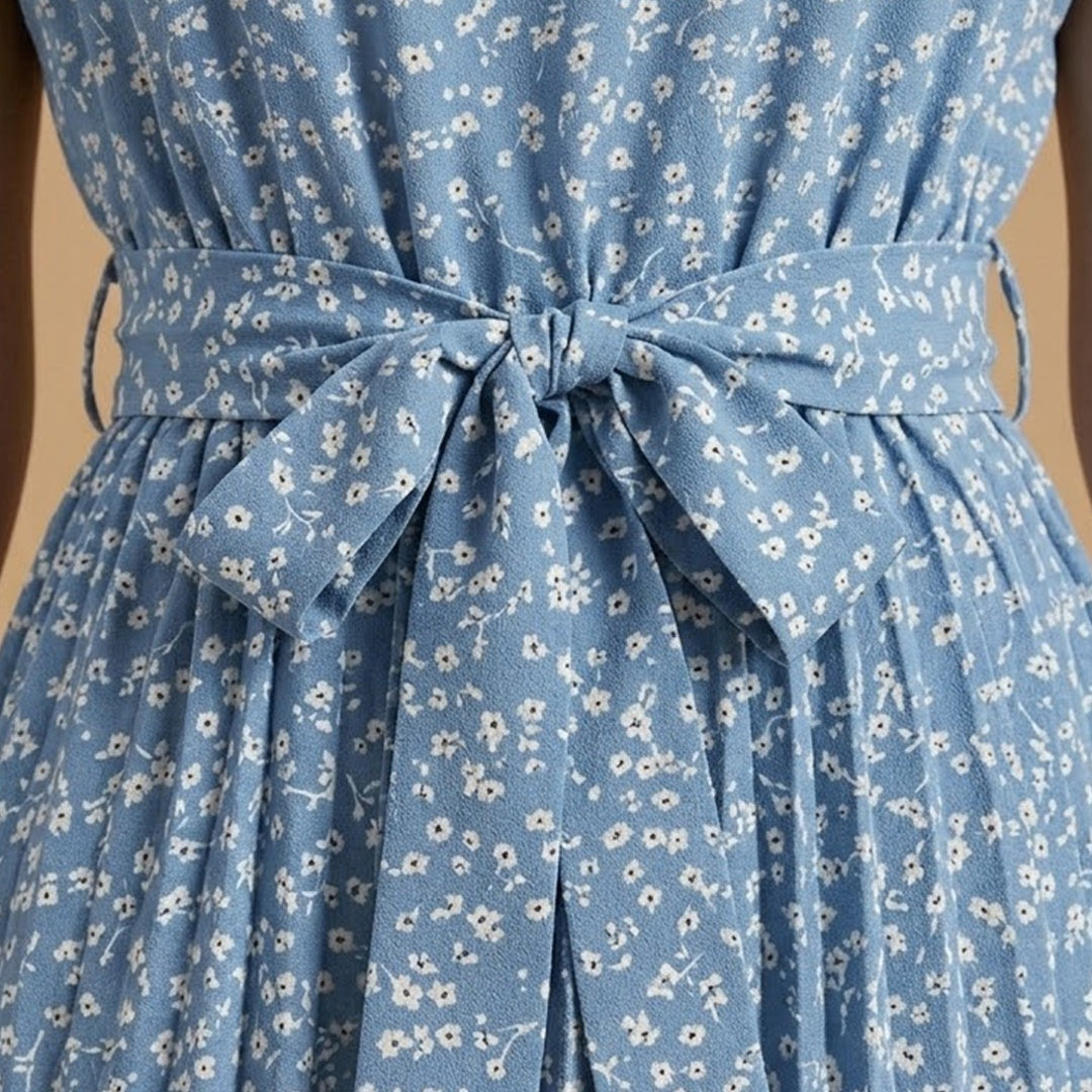 Laura | Vestido Midi de Verão Estampado Mulher Cinto
