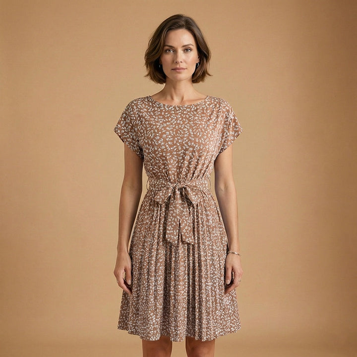 Laura | Vestido Midi de Verão Estampado Mulher Cinto