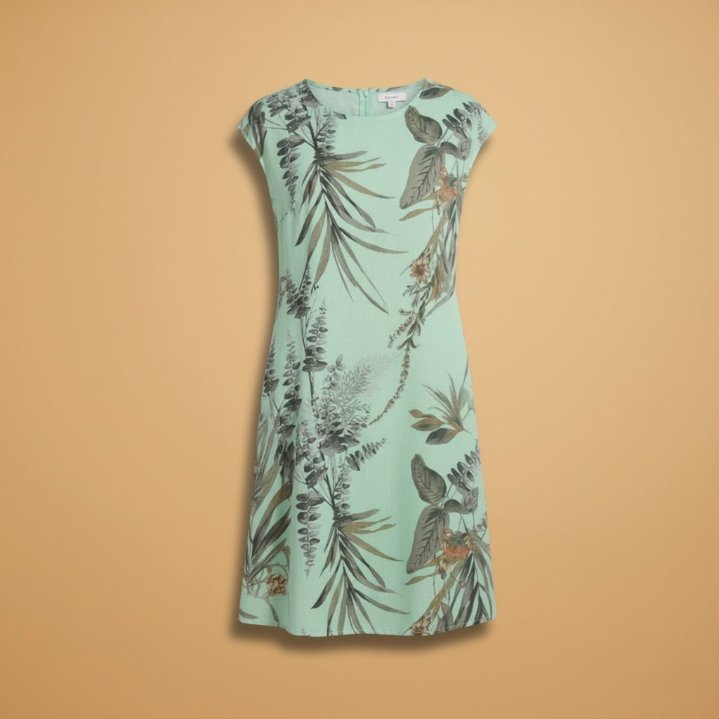 Lúcia | Vestido Midi de Verão Estampado Mulher Manga Curta