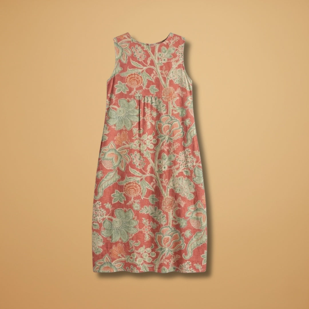 Catarina | Vestido Midi de Verão Estampado Mulher Sem Mangas