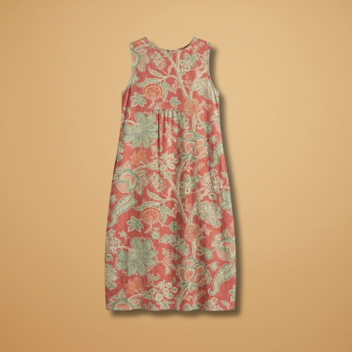 Catarina | Vestido Midi de Verão Estampado Mulher Sem Mangas