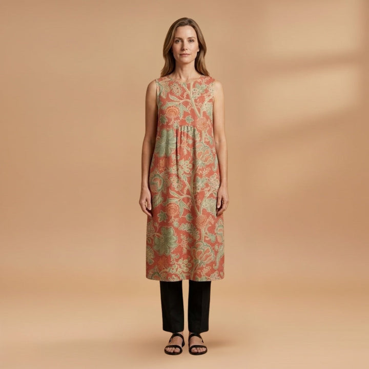 Catarina | Vestido Midi de Verão Estampado Mulher Sem Mangas