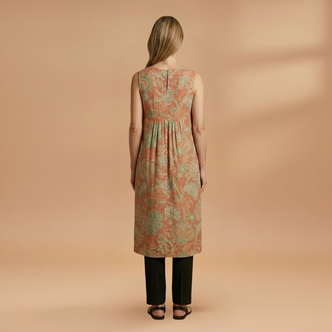 Catarina | Vestido Midi de Verão Estampado Mulher Sem Mangas