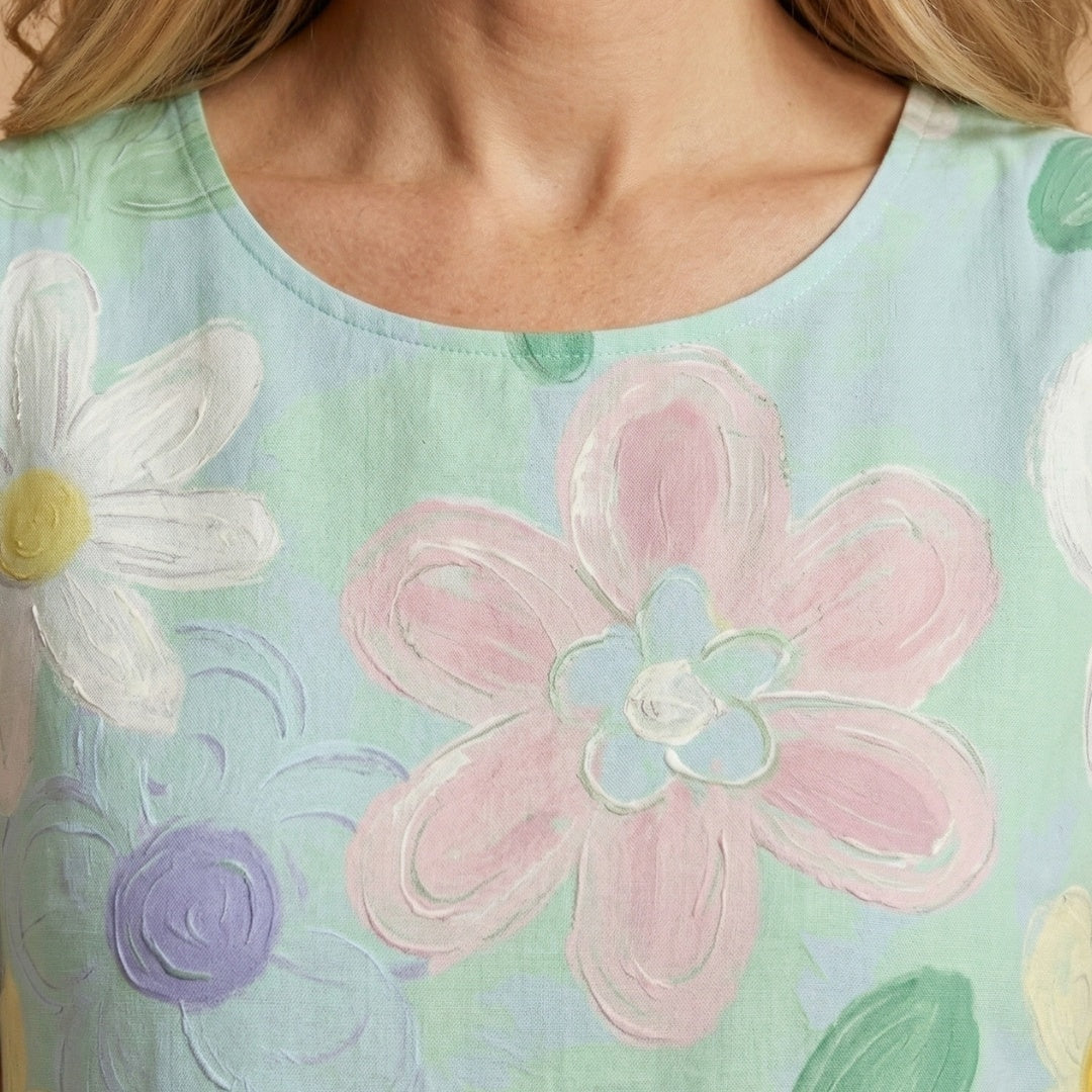 Fátima | Vestido Midi de Verão Estampado Mulher Sem Mangas
