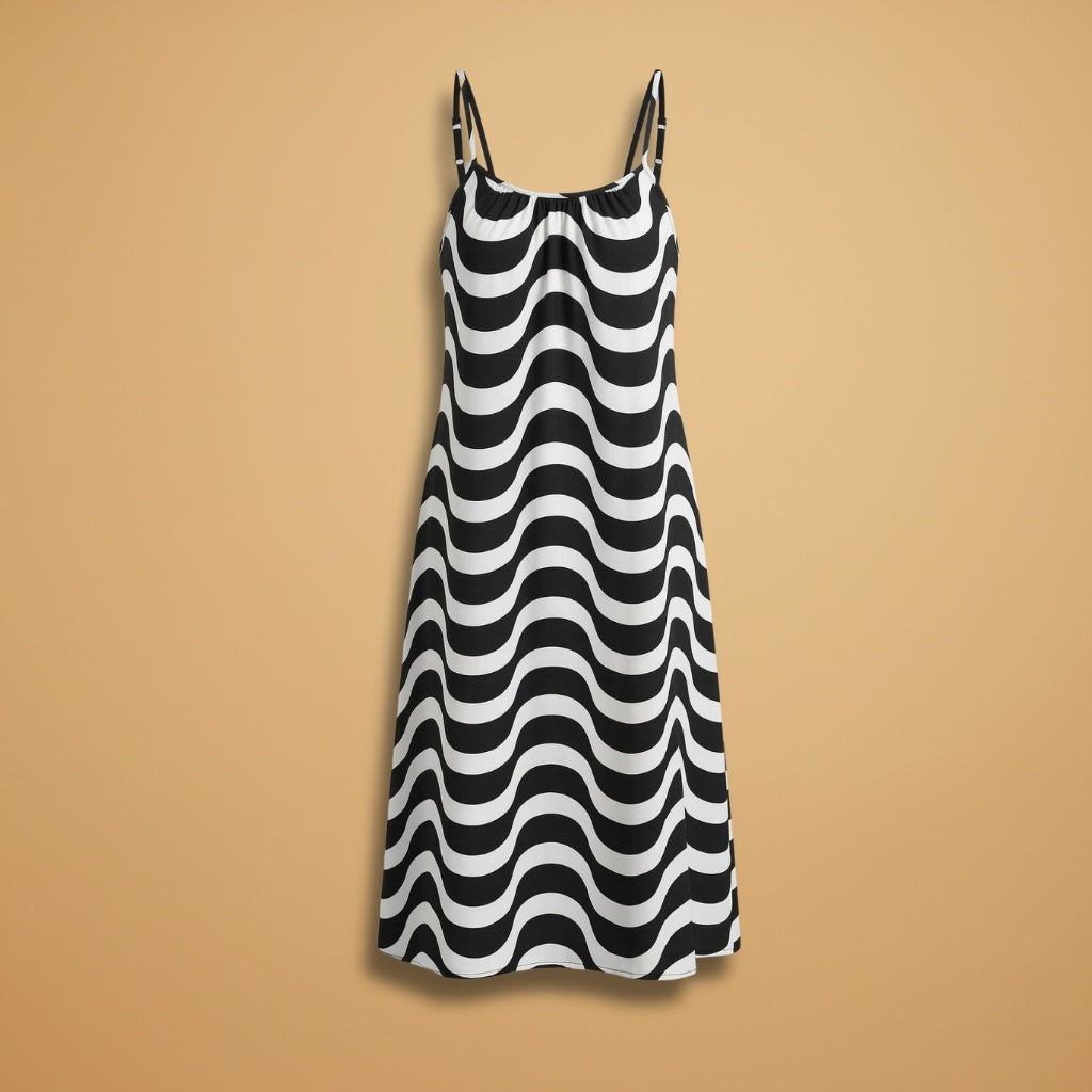 Alexandra | Vestido Midi de Verão Mulher Alças Estampado