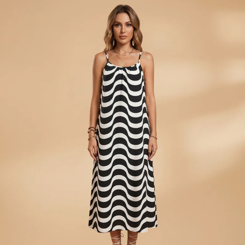 Alexandra | Vestido Midi de Verão Mulher Alças Estampado