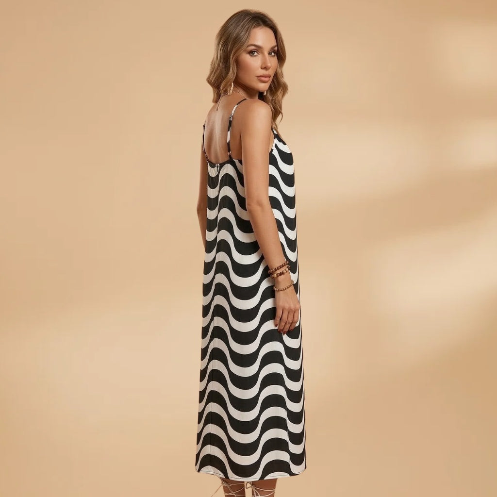 Alexandra | Vestido Midi de Verão Mulher Alças Estampado