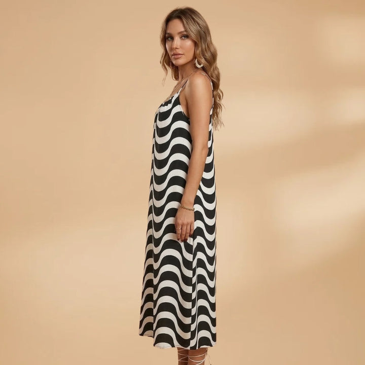 Alexandra | Vestido Midi de Verão Mulher Alças Estampado