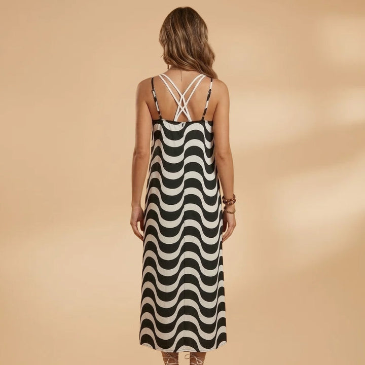 Alexandra | Vestido Midi de Verão Mulher Alças Estampado