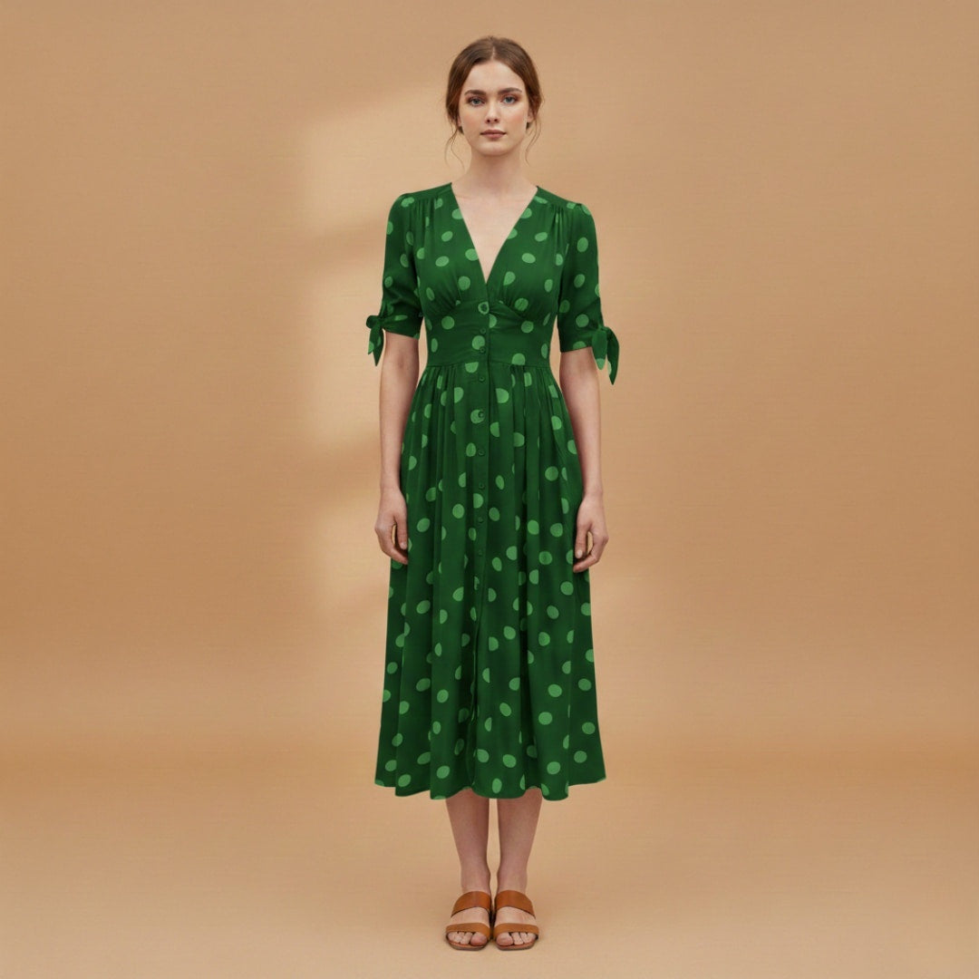 Sara | Vestido Midi de Verão Mulher Botões