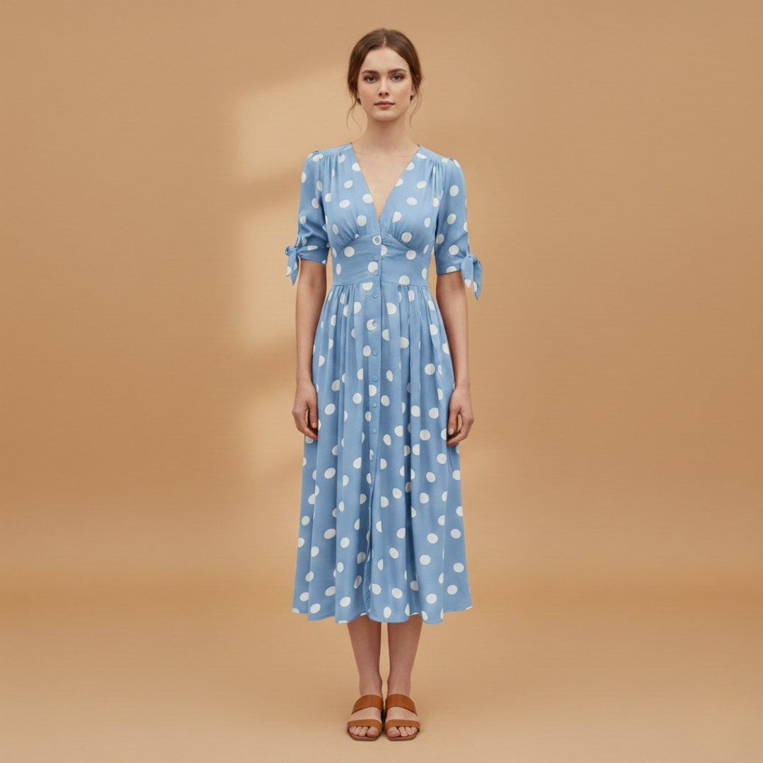 Sara | Vestido Midi de Verão Mulher Botões