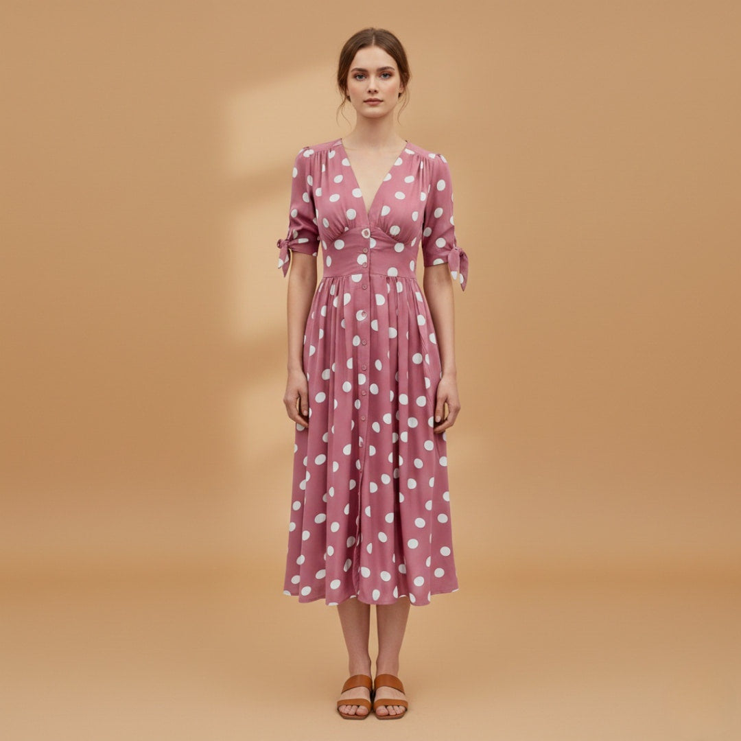 Sara | Vestido Midi de Verão Mulher Botões