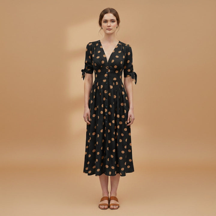 Sara | Vestido Midi de Verão Mulher Botões