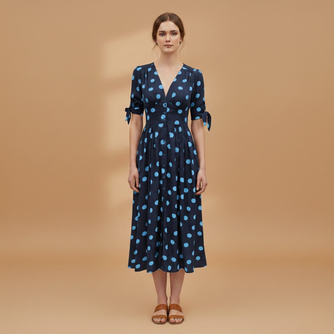 Sara | Vestido Midi de Verão Mulher Botões