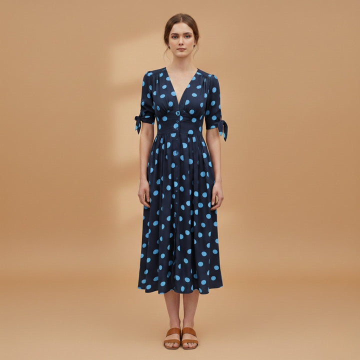 Sara | Vestido Midi de Verão Mulher Botões