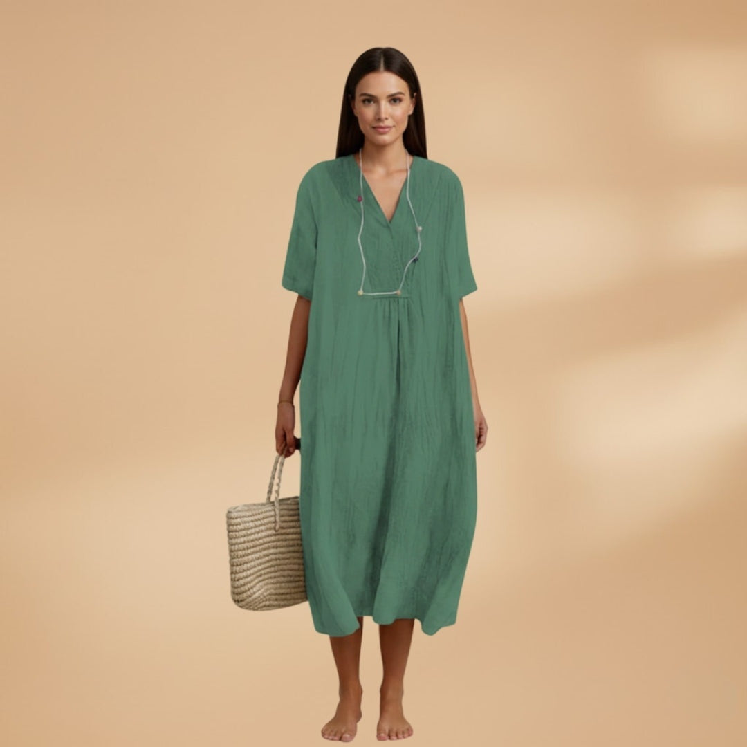 Dulce | Vestido Midi de Verão Mulher Decote V
