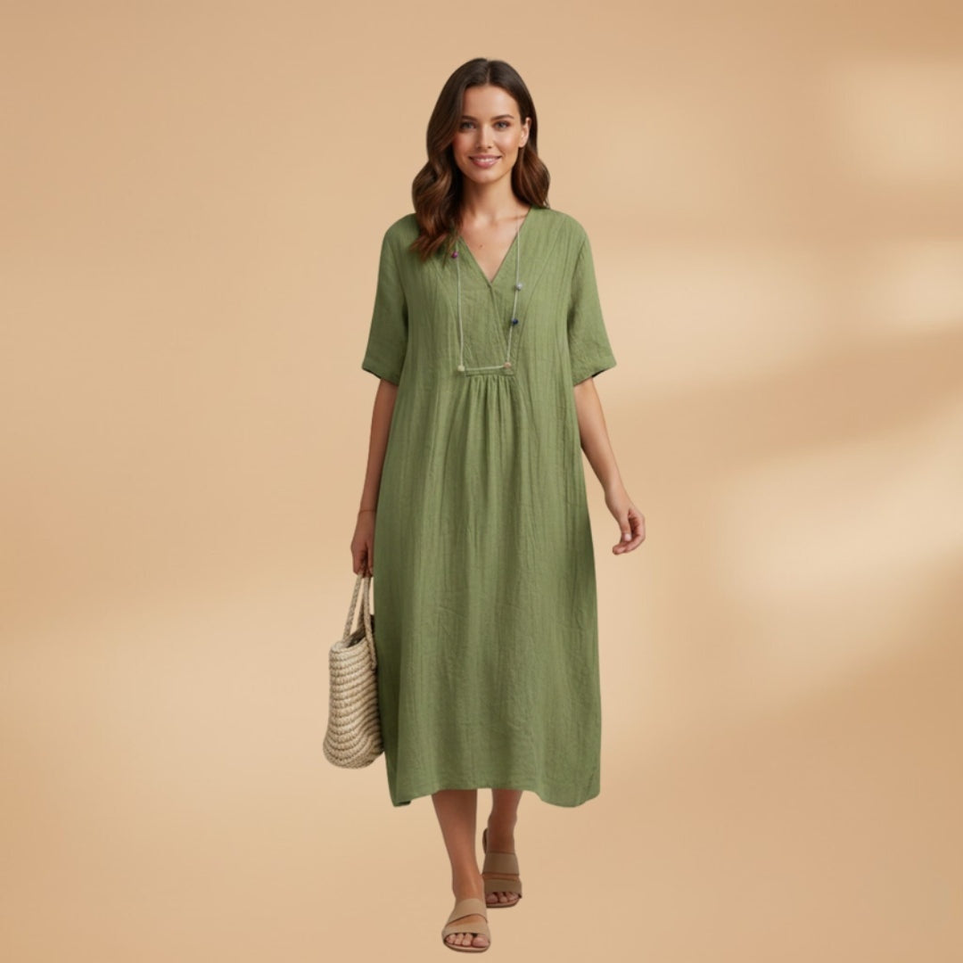 Dulce | Vestido Midi de Verão Mulher Decote V